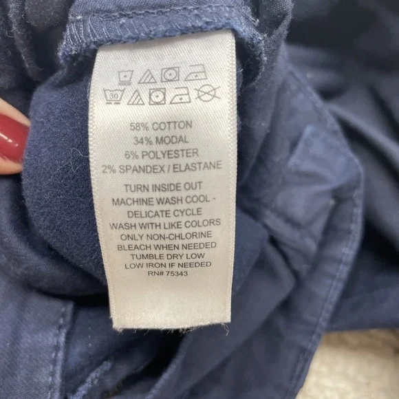 The Savile Row Company London Mens 32x32 Navy Blue Chino Pants Stretch Cotton - Picture 8 of 10